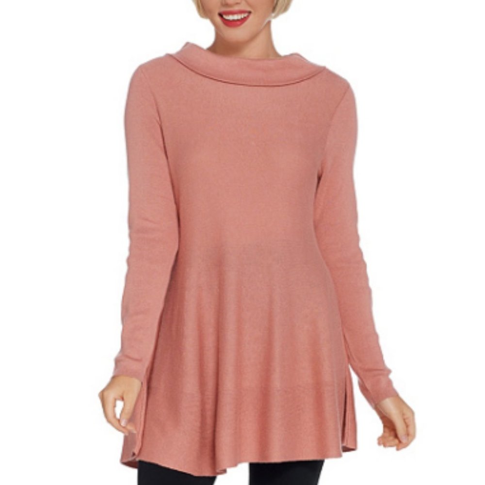 NWT‎ DENIM & CO. MARILYN SWING SWEATER XS ROSE